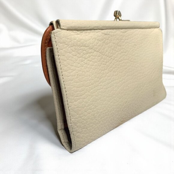 Vintage Dooney & Bourke All Weather Leather Kisslock Wallet Bone/British Tan - Picture 8 of 13